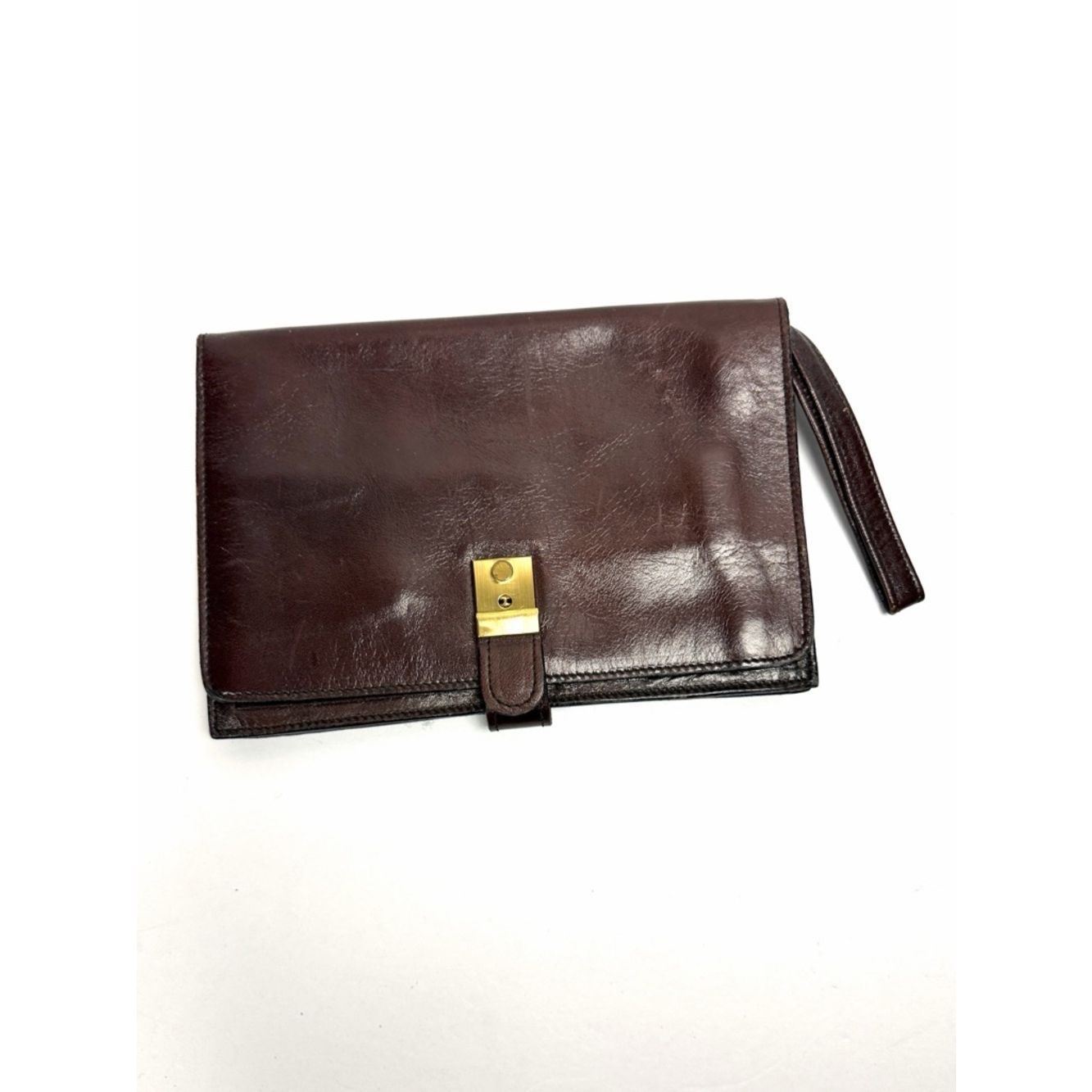 Royce Leather Wristlet Wallet Brown Organizer Clutch Italy Vintage